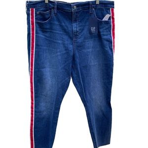 Gap Jeans Womens High Rise True Skinny Side Striped Rinse Wash Blue Denim/NWT